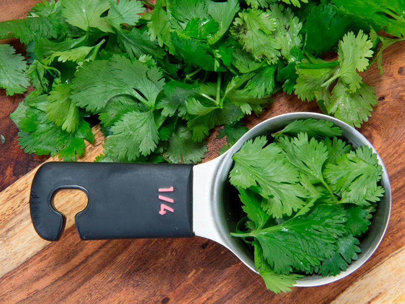 parsley in a measuring cup